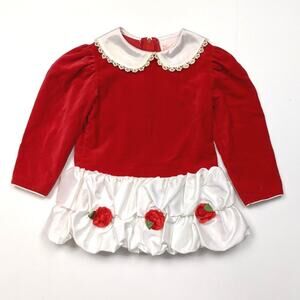 Vintage Isabella Dress Baby Girls Size 12m Red Velvet